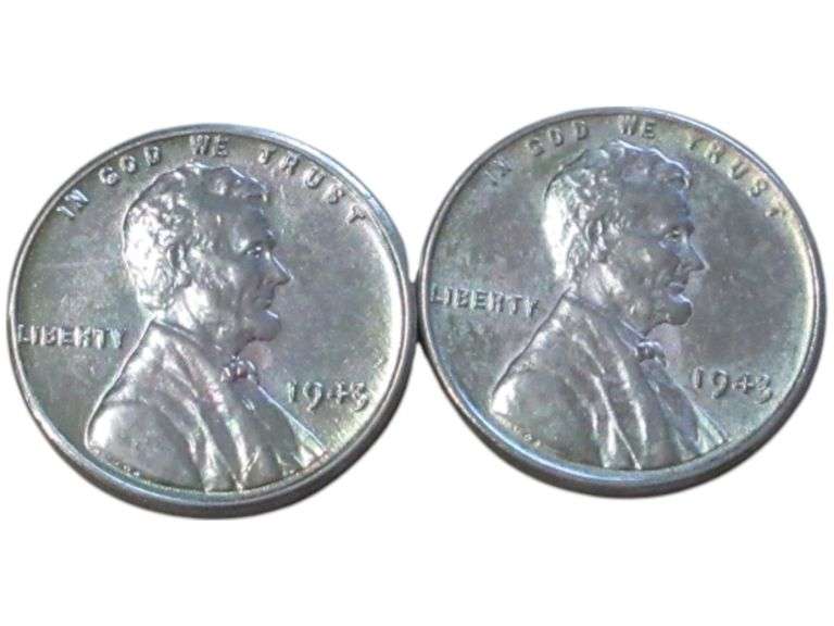 1943 Steel Lincoln Wheat cent Pair