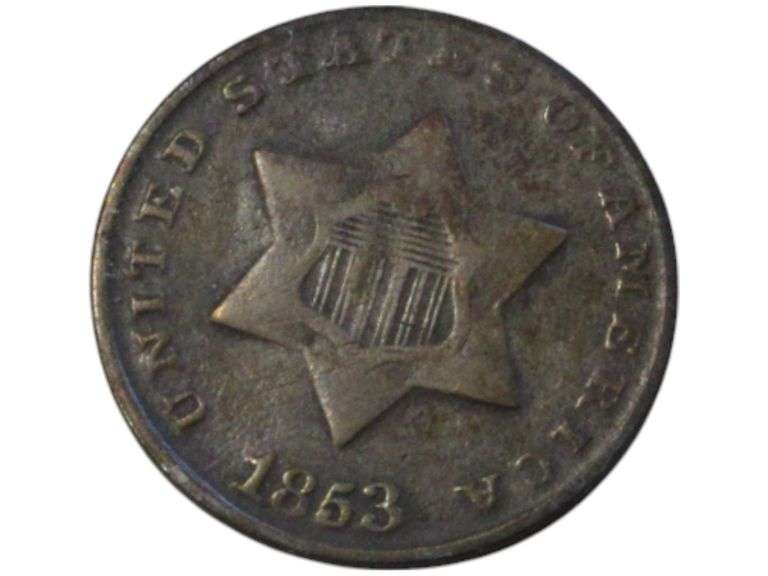 1853 Silver Three-  (Trime) - U.S.  Historical Currency