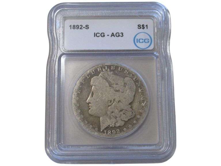 1892-S Morgan Silver Dollar ICG Graded AG3