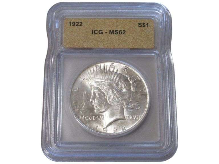 1922 Peace Silver Dollar - ICG MS 62 Certified