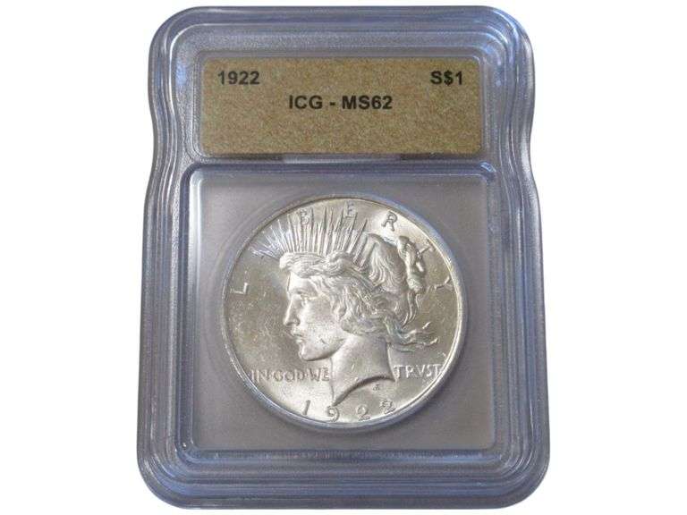 1922 Peace Silver Dollar  ICG MS 62