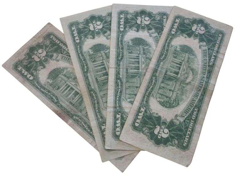 Antique $2 Red Seal United States Notes - Set of 4 Bills Collection