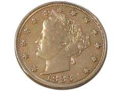 1883 Liberty Head Nickel - No Cents Variety Racketeering nickel gold plate