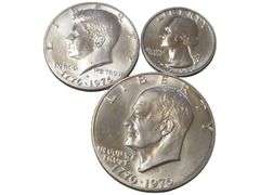 Silver 1976 Bicentennial  Set - Kennedy Half Dollar, Eisenhower Dollar, Washington Quarter