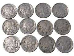 Lot of 12 Vintage Buffalo Nickels - Various Years Early 1920 dates
