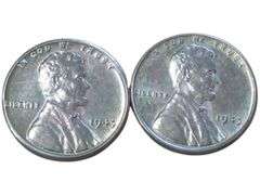 1943 Steel Lincoln Wheat cent Pair