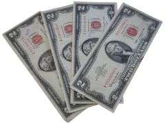 Antique $2 Red Seal United States Notes - Set of 4 Bills Collection