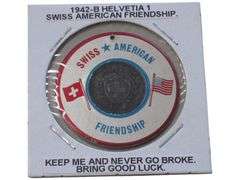 1942-B Helvetia 1 Franc Swiss American Friendship  with Good Luck Holder