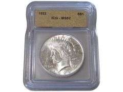 1922 Peace Silver Dollar - ICG MS 62 Certified