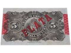 Tough 1896 Cuba 5 Pesos Banknote - El Banco Español de la Isla de Cuba