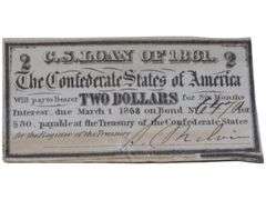 Confederate States of America $2 Note, 1861 - Historical Currency Bond