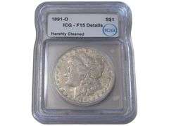 1891-O Morgan Silver Dollar - ICG F 15 Details (Harshly Cleaned)