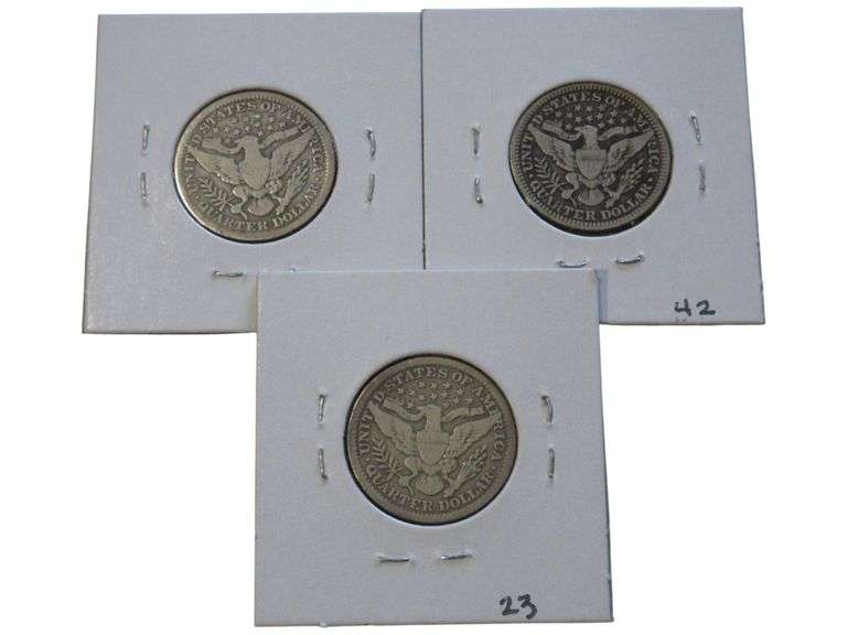 1914-1916 Barber Quarter  Set - Nice Details, VG to F Grades