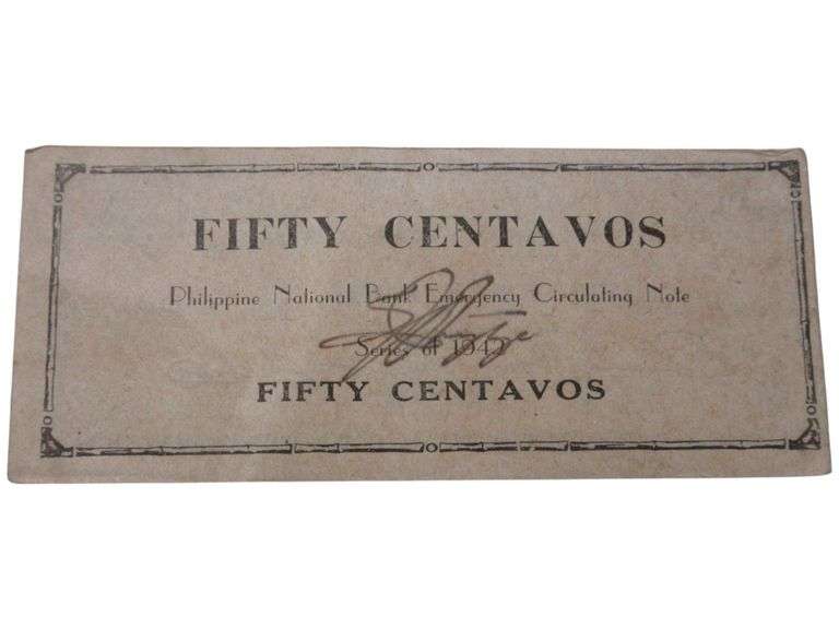 1942 Philippine National Bank 50 Centavos Emergency Note