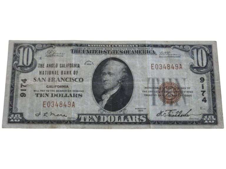 $10 NATIONAL SAN FRANCISCO CHARTER 9174 1929