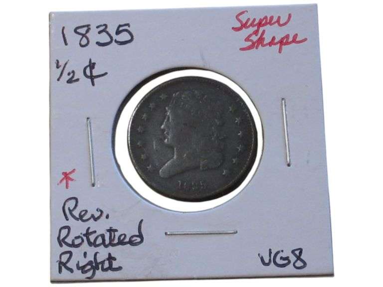 1835 Classic Head Half Cent  - VG8 Condition, Rev. Rotated Right