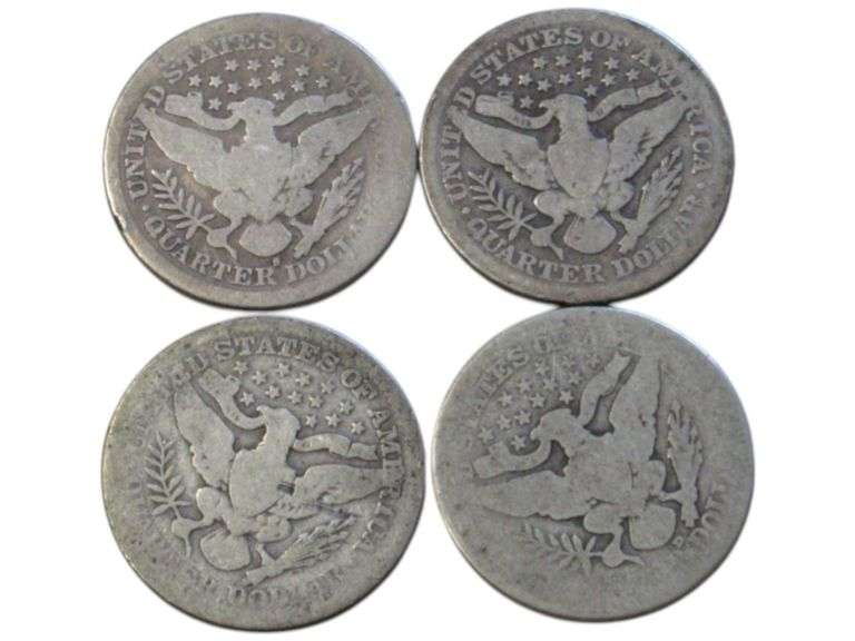 Set of 4 Barber Quarters: 1900, 1904, 1910, 1914