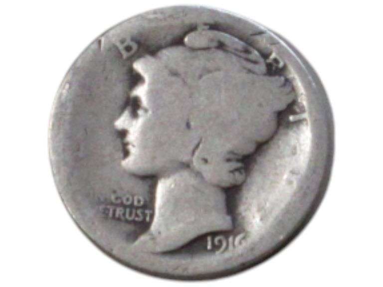 1916 Mercury Dime - US Silver  Vintage Collectible