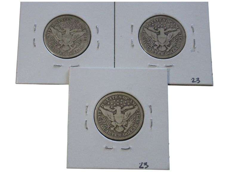 1914 d, 1915d, 1916 d Barber Quarters - VG10, Nice Details Collection