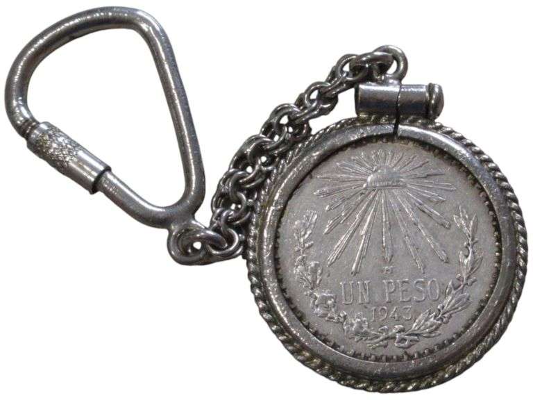 Vintage Mexican Silver Keychain with Clip and Chain