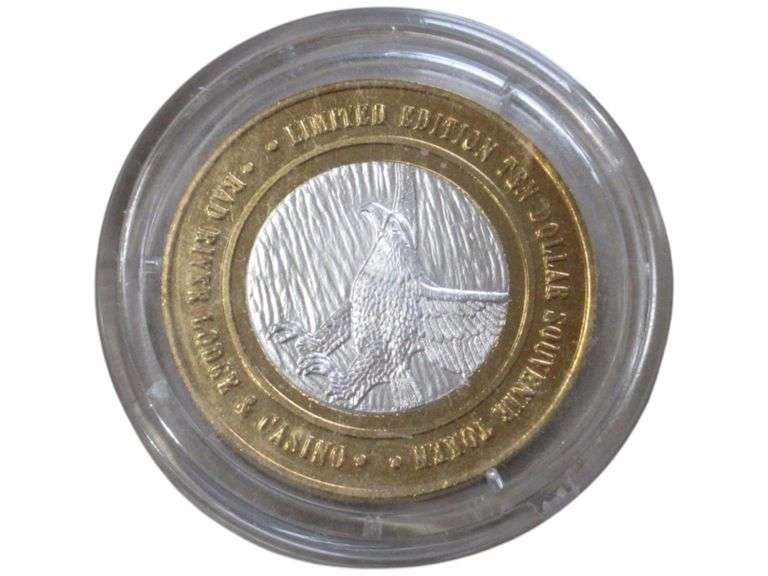 Limited Edition Bald Eagle $10 Silver & Brass Casino Token