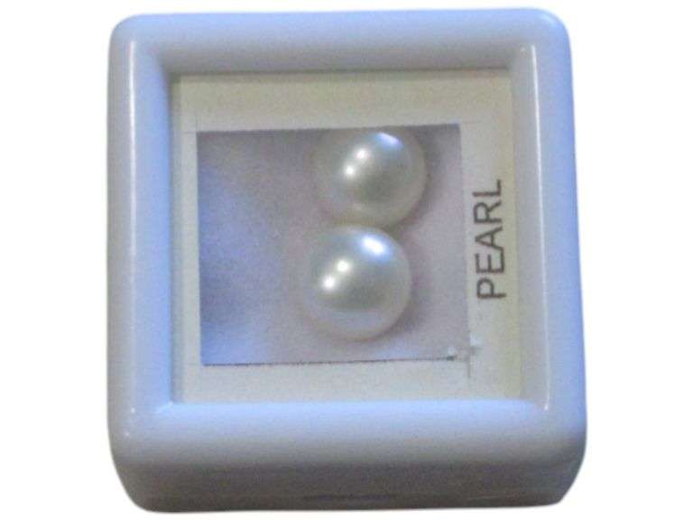 Elegant Pair of White Pearls in Display Box