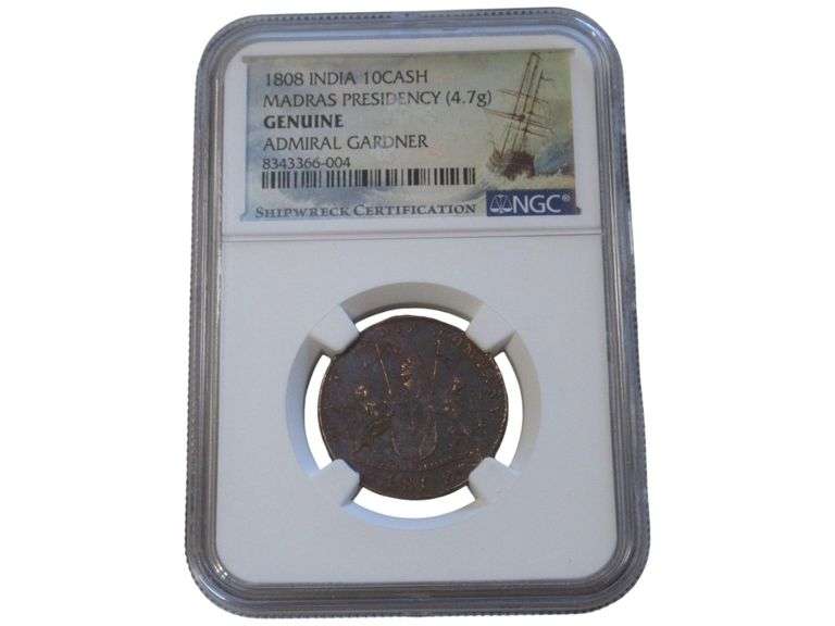 1808 India 10 Cash Madras Presidency  - Shipwreck Certified (Admiral Gardner)