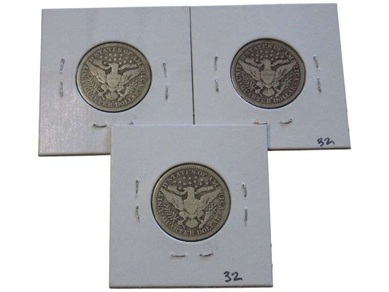 1914-1916 Barber Quarter Lot - 3  with Mint Mark D and Errors