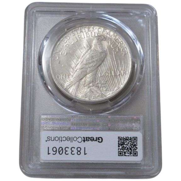 $1 1923-D PEACE SILVER DOLLAR PCGS AU 58