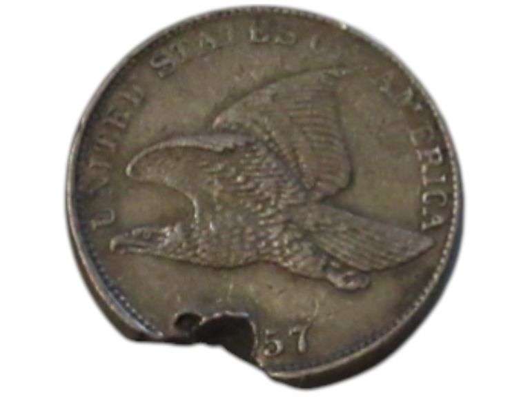 1857 Flying Eagle Cent Damage
