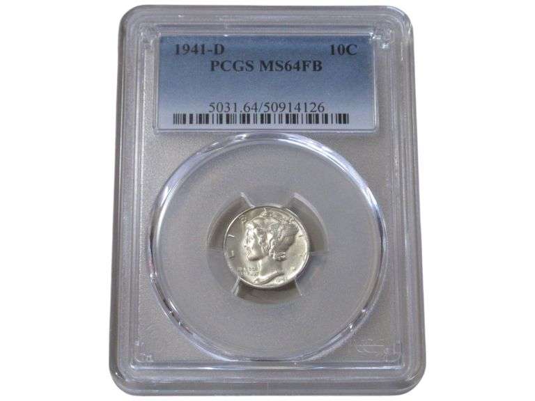 1941-D Mercury Dime PCGS MS 64 FB Graded