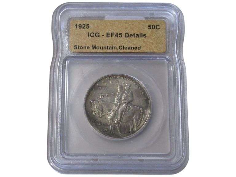 1925 Stone Mountain Half Dollar  - ICG EF45 Details Cleaned
