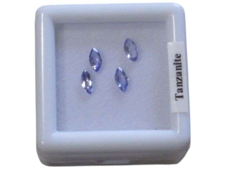 Set of Four Marquise-Cut Tanzanite Gemstones in Display Box