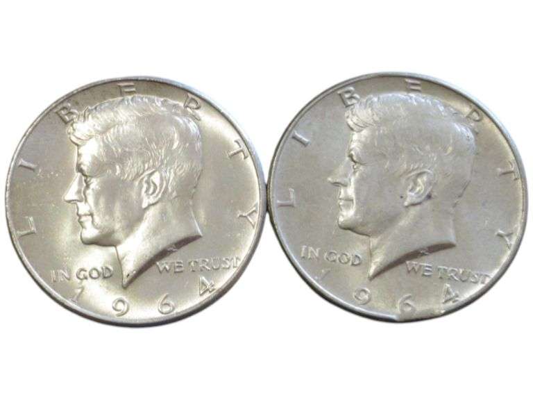 2 SILVER 1964 KENNEDY HALF DOLLARS
