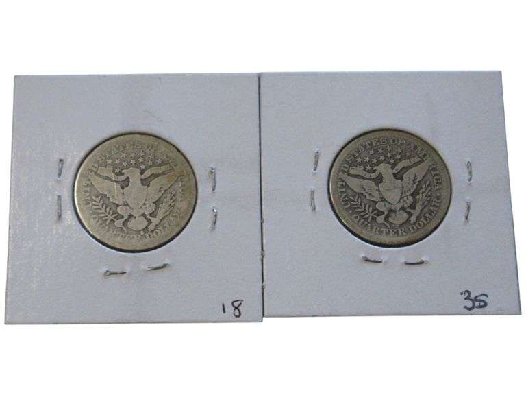1913-D and 1915 Barber Quarters in Collector Holders