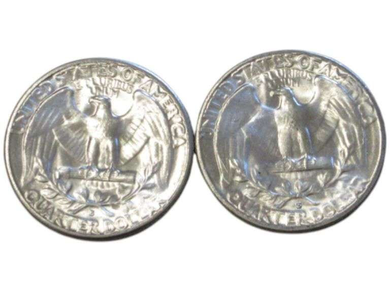 1954-S Bu Washington Silver Quarters - Set of 2