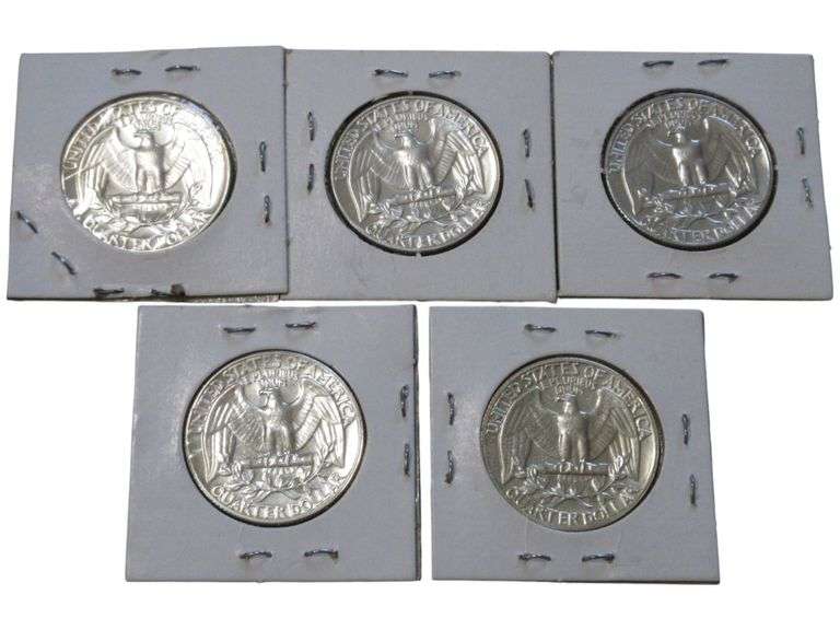 Set of 5 Proof Washington Quarters (1957-1964) in Holders
