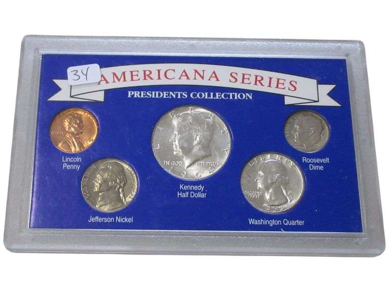 Americana 1964 Series Presidents Collection  Set - Lincoln, Jefferson, Roosevelt, Kennedy, Washingto
