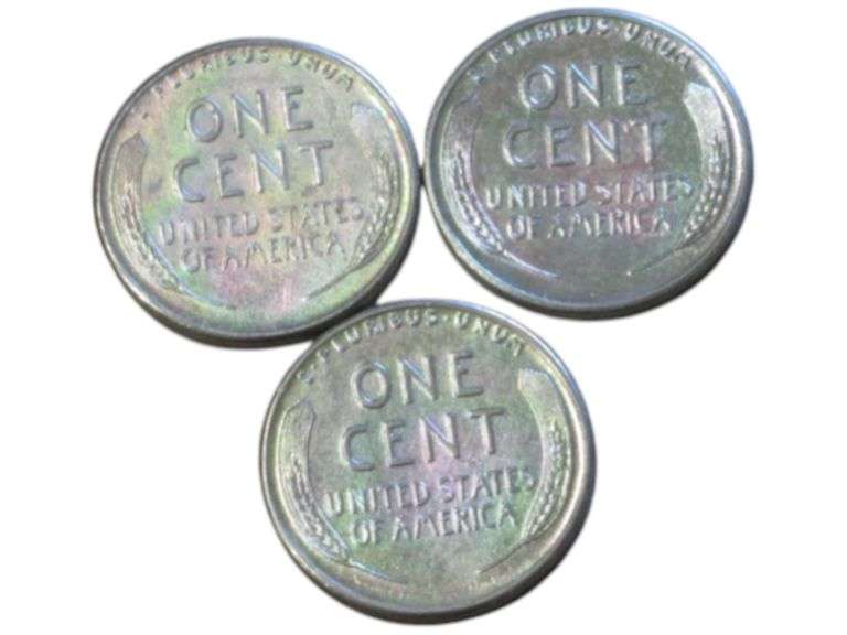 1943 Lincoln Steel Wheat Cents Set of Three