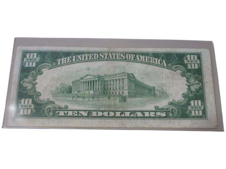 1929 $10 Federal Reserve Bank Note Chicago Illinois Series G Currency
