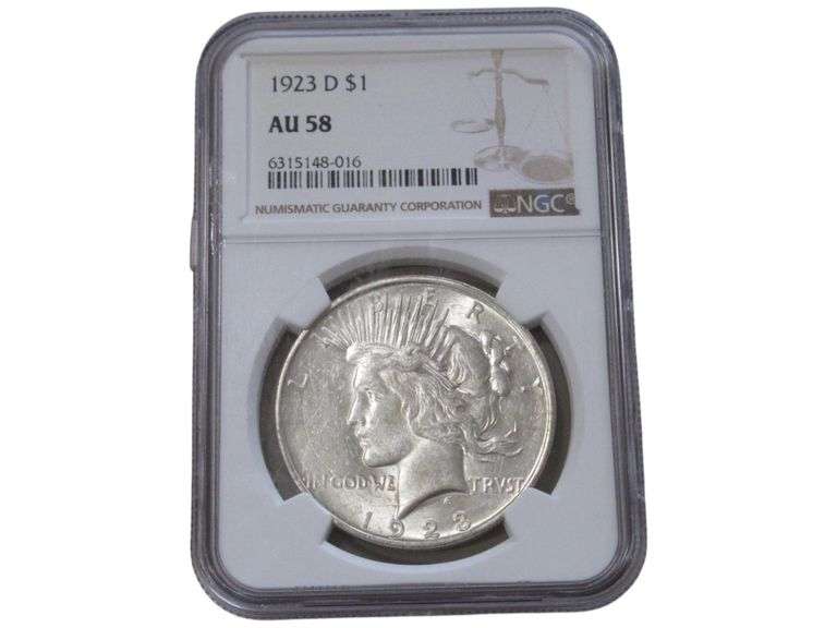 1923 Denver Mint Peace Dollar - NGC AU 58 Graded