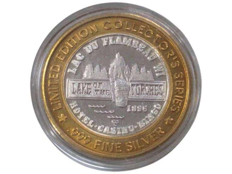 Limited Edition Lac du Flambeau WI 1995 Silver Casino  - .999 Fine Silver