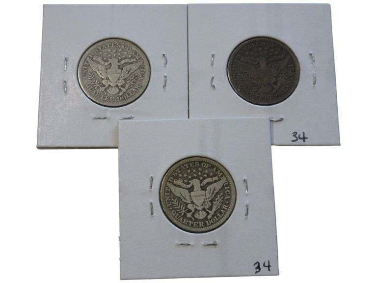 1912 Barber Quarter Lot - Nice Details & Super Nice, Grades F12 to F15