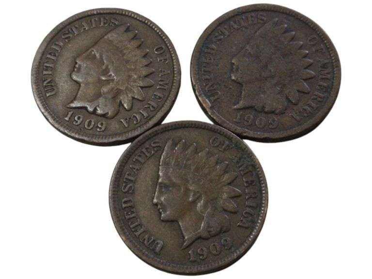 1909 Indian Head Pennies - Lot of 3
