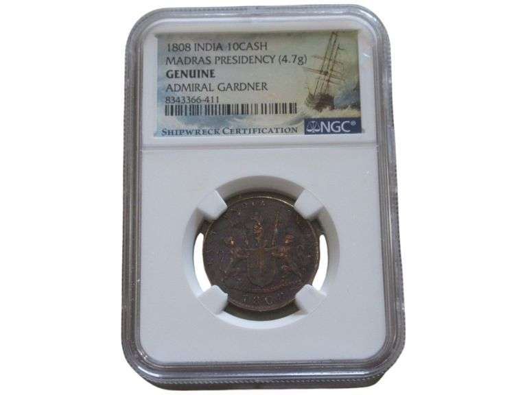 1808 INDIA 10 CASH ADMIRAL GARDNER NGC