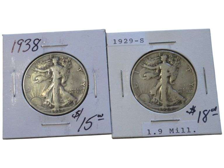 1938 & 1929-S Walking Liberty Half Dollar  Set