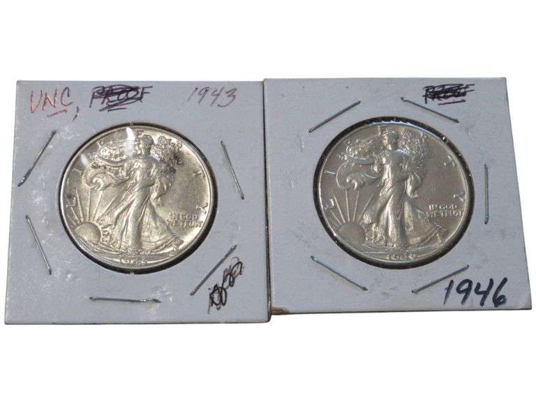 1943 & 1946 Walking Liberty Half Dollar s - UNC & Proof