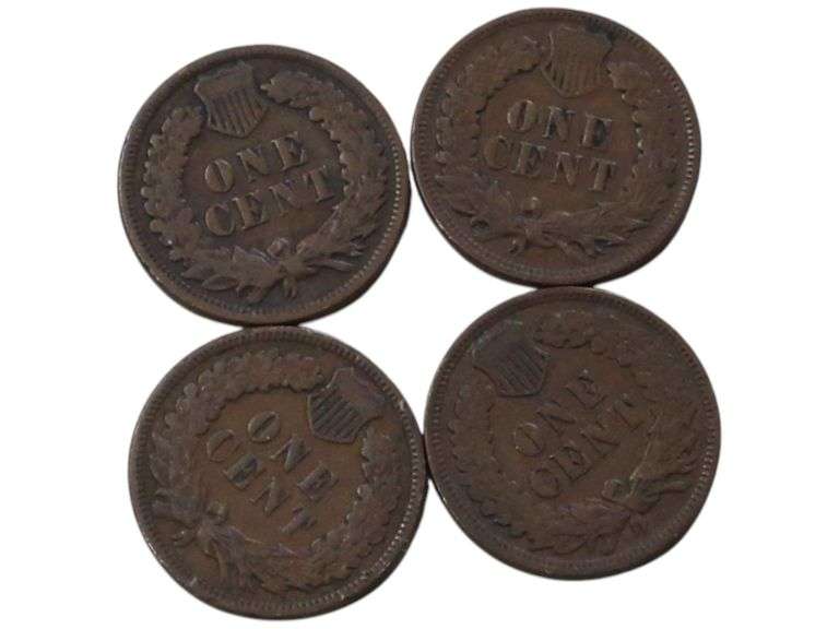 Set of 4 Vintage 1909 Indian Head Pennies - Collectible s