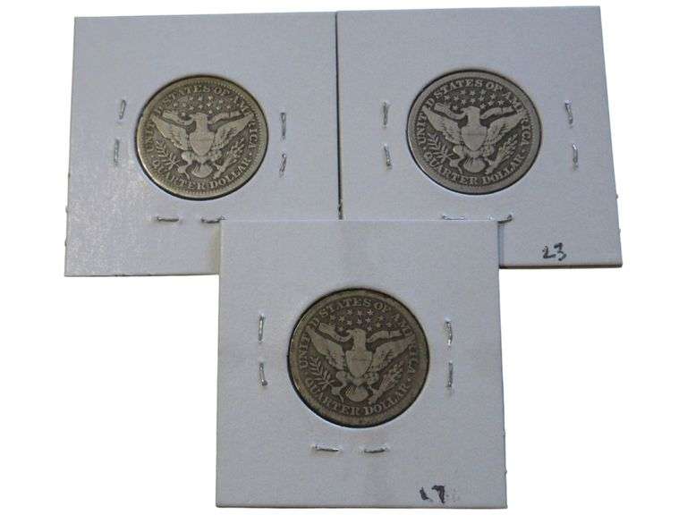 1916 Barber Quarter  Collection - Nice Details Grades F15, VG10, VG8