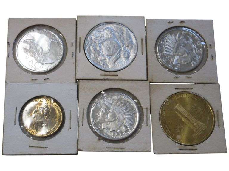 Collection of 6 Commemorative with Historical Designs Token Medal Lot Various